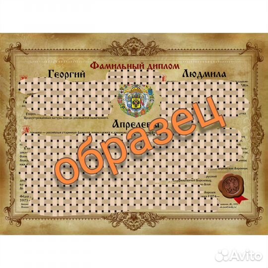 Подарочный сертификат, фамильный диплом