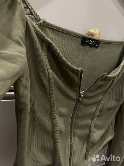 Блузка нарядная хаки