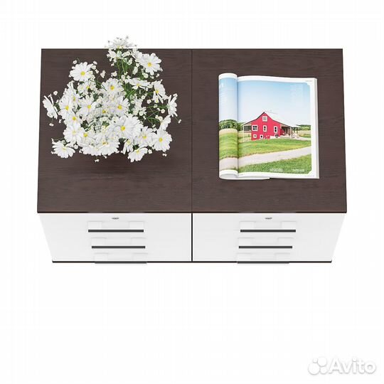 Две тумбы выкатных Мебельный Двор 3-02 цвет венге/белый шагрень, шхгхв 80х45х59 см