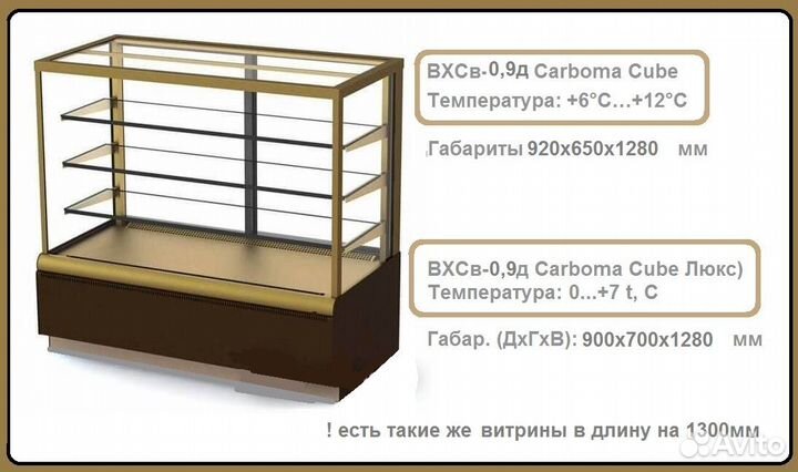 Кондитерская витрина холодильная Carboma Cube вхсв