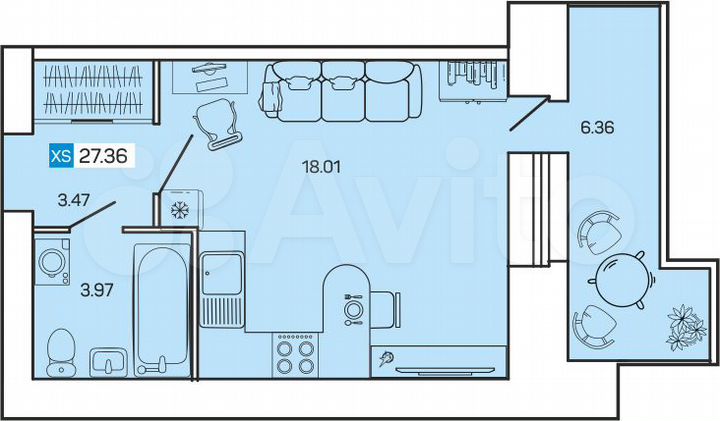 Квартира-студия, 27,4 м², 11/12 эт.