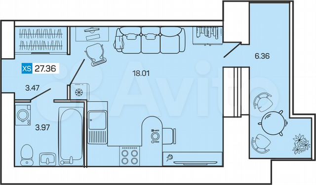 Квартира-студия, 27,4 м², 11/12 эт.