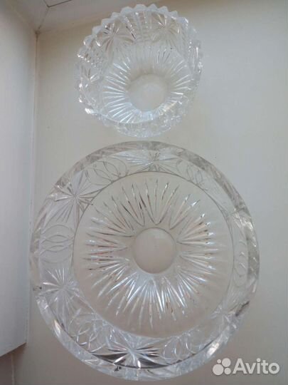 Хрустальные вазы СССР, новые 23 и 18 см