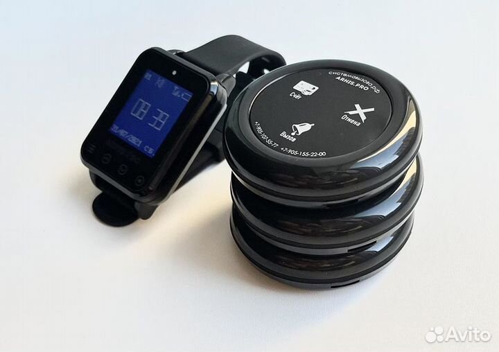 Беспроводная кнопка вызова официанта и часы