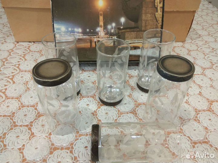 Рюмки стопки стекло мельхиор