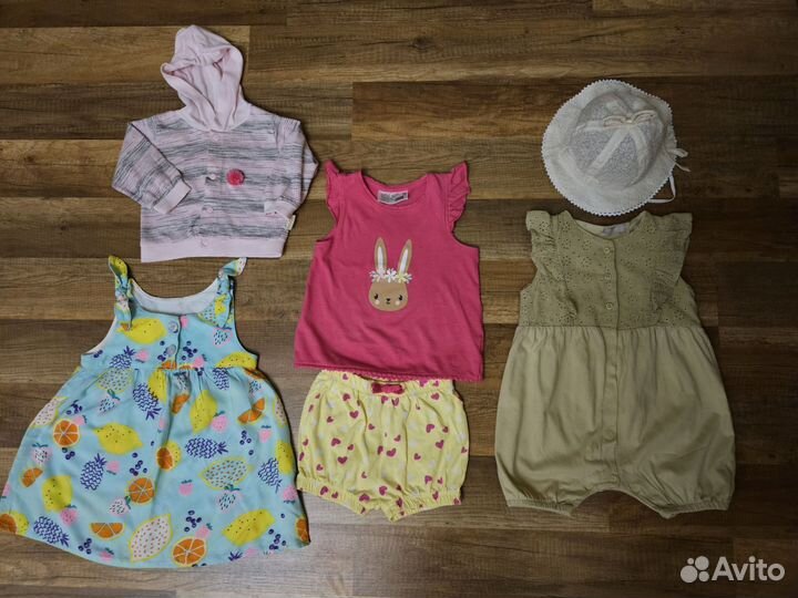 Летние вещи на девочку комбез, сарафан 6-9 месяцев