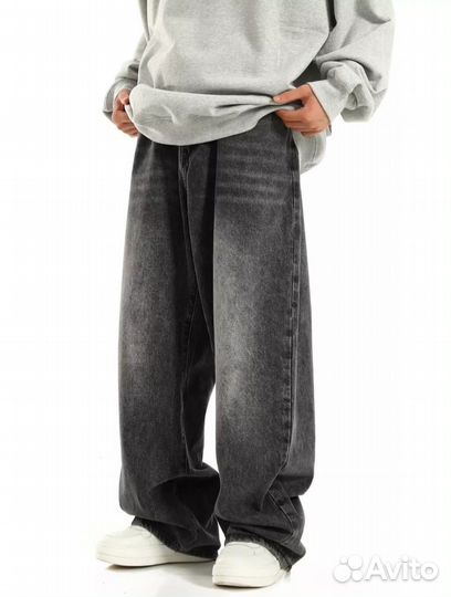 Джинсы широкие мужские трубы оверсайз (унисекс)