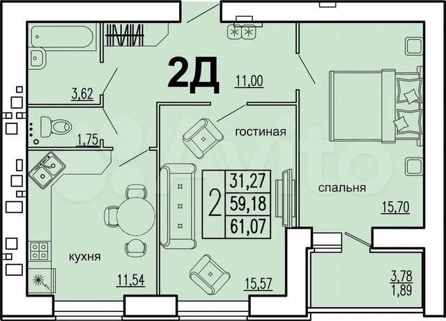 Планировка квартир пензы 2-к. квартира, 61,5 м², 8/15 эт. на продажу в Засечном Купить квартиру Авито