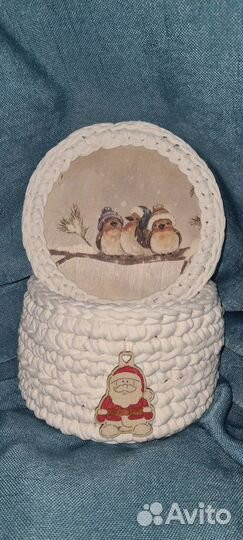 Корзиночка вязаная цвет молочный