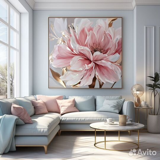 Картина маслом Пион Большая картина