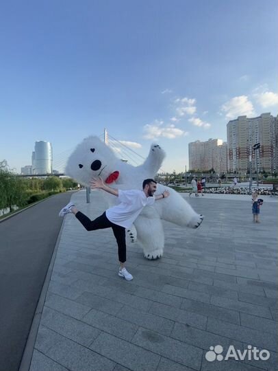 Большой танцующий белый мишка Умка поздравление