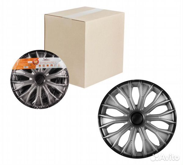 Колпаки колесные 15 Волтек +, серебристо-черный, к