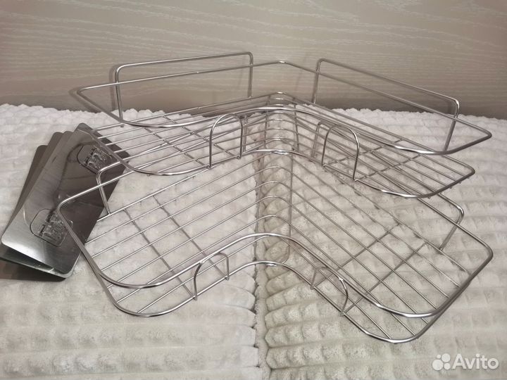 Угловая полка для ванной без сверления, 2шт