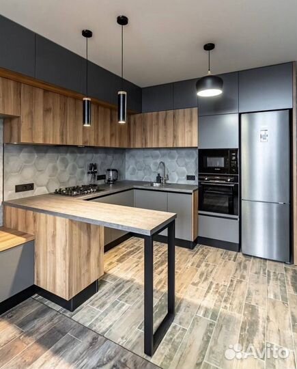 Кухонный гарнитур с барной стойкой на заказ