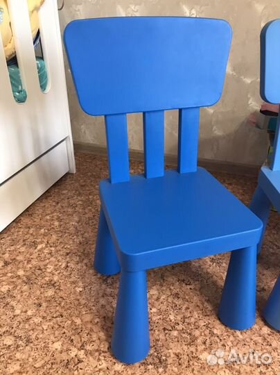 Детский стул IKEA маммут синий и голубой