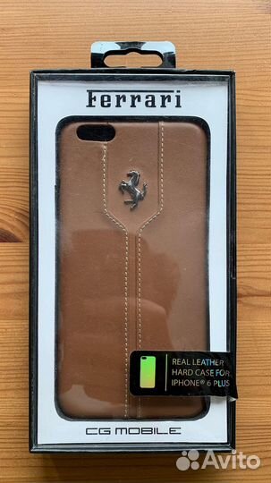 Чехол на iPhone 6 plus ferrari натур.кожа