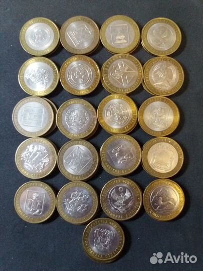 Биметаллические монеты 10 без повторов 21 монета