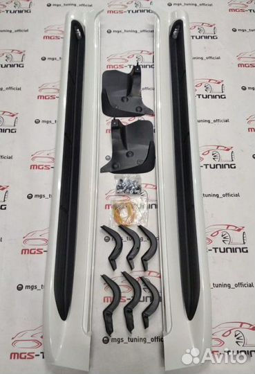 Пороги на Lexus LX с подсветкой белый перламутр