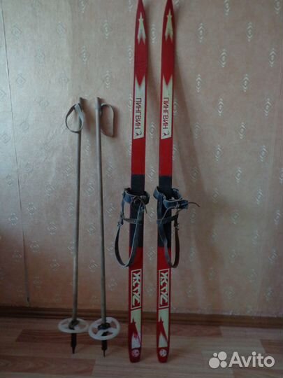 Лыжи деревянные с палками СССР