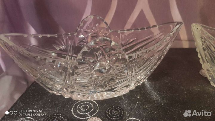 Хрустальный салатник (Лодочка) СССР