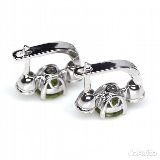 Серьги серебро перидот С299