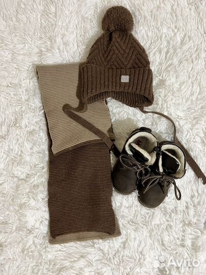 Шапка 46-48 Crockid, шарф, ботиночки 26р-р