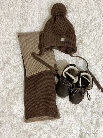 Шапка 46-48 Crockid, шарф, ботиночки 26р-р