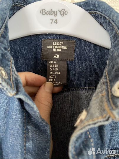 Джинсовая рубашка H&m 74