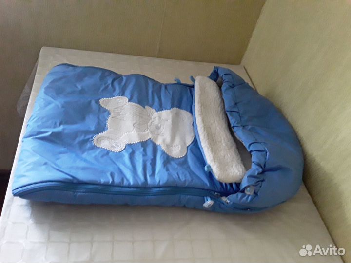 Теплый зимний конверт с овчиной