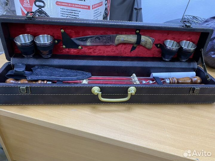 Набор шампуров подарочный в кейсе кожзам