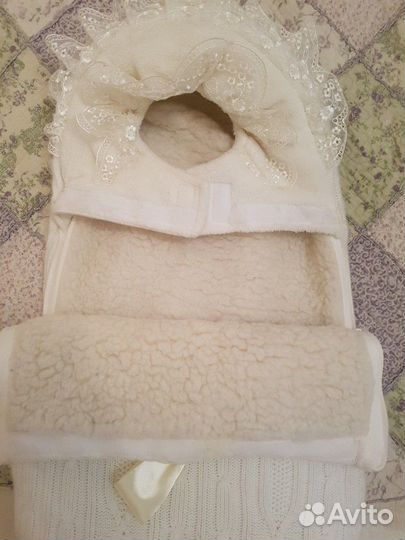 Зимний конверт на выписку на овчине Сонный гномик