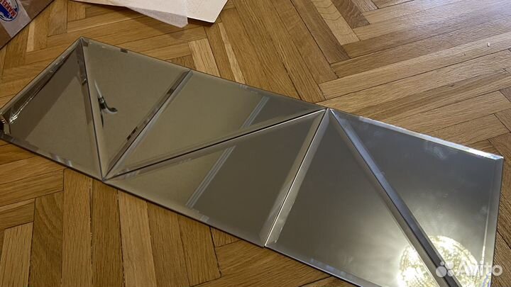 Зеркальная плитка треугольник 20х20 6 штук графит