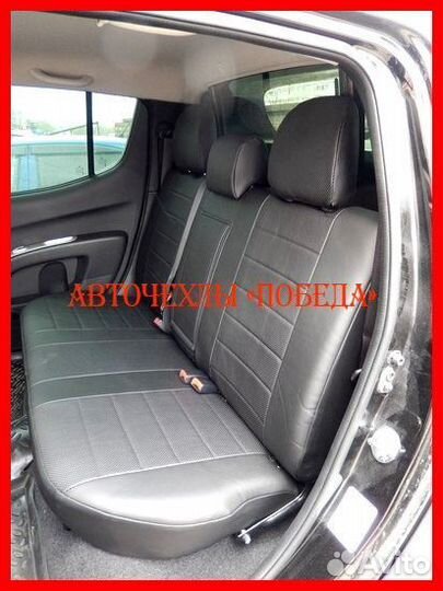 Чехлы Mitsubishi L200 из экокожи чёрные Классика