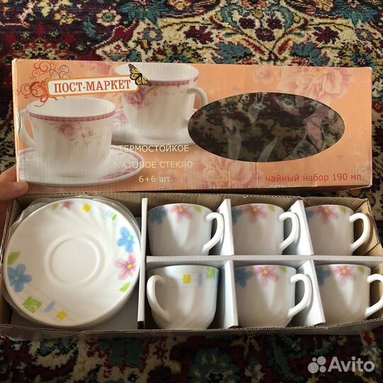 Новый чайный набор на 6 персон (чашки+блюдца)