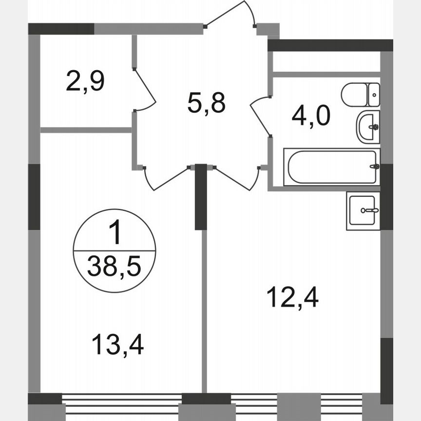 1-к. квартира, 38,5 м², 4/17 эт.