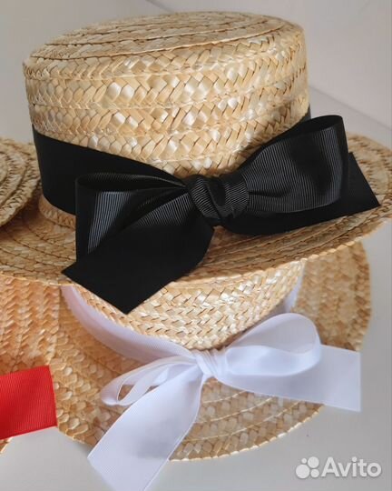 Шляпы соломенные с бантом