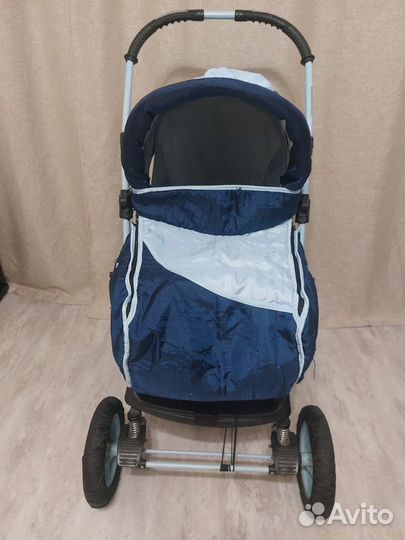 Коляска 2 в 1 трансформер сине-голубая