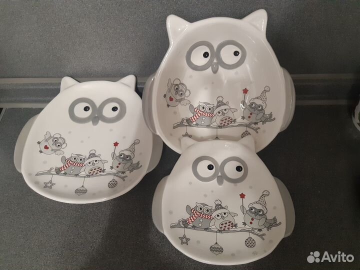 Керамический набор посуды. 3 блюда и кувшин