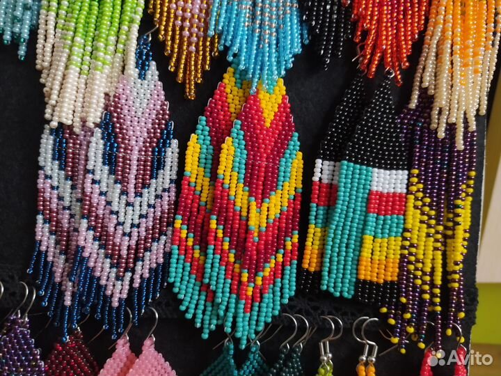 Серьги из бисера с бахромой