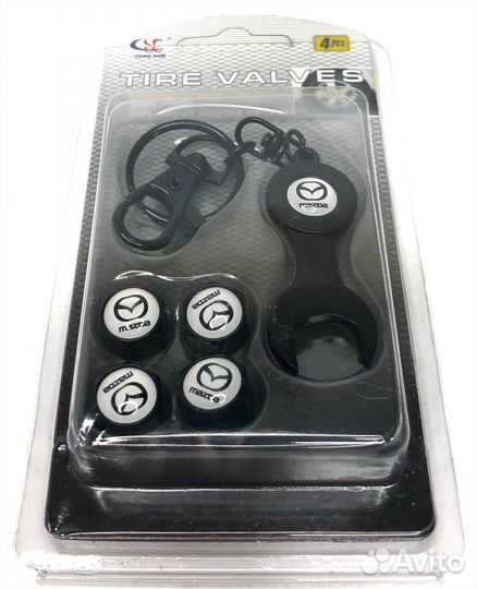 Колпачки на ниппеля - Mazda (с ключом/серый) (Серы