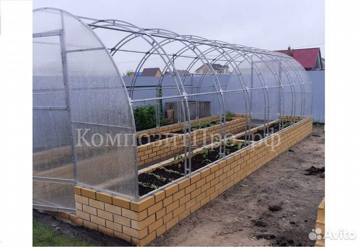 Теплица из поликарбоната Двойная дуга 3х6 Люкс