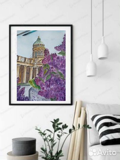 Сирень в Санкт-петербурге (сиреневый) акварель