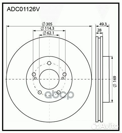 Диск тормозной перед ADC01126V allied nippon