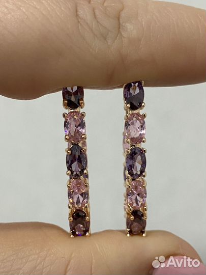 Серьги скала золочение фианитв