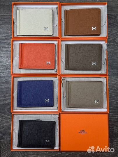 Зажим для денег из натуральной кожи новый hermes