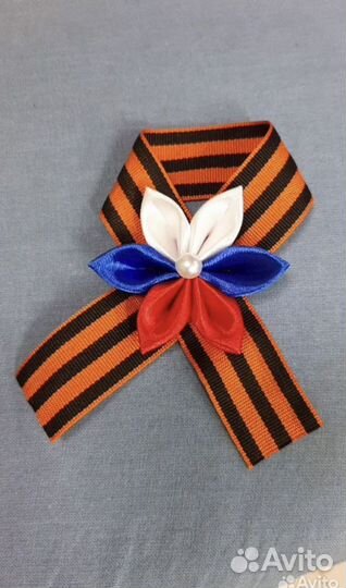 Брошь 9 мая из георгиевской ленты