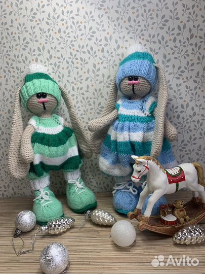 Вязаный Заяц тильда ручная работа