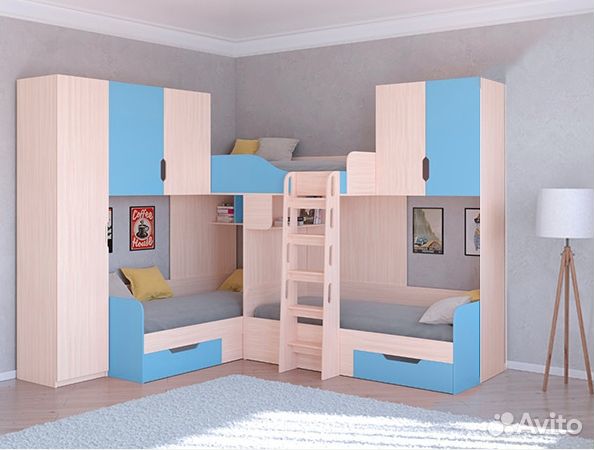 Детская кровать Трио/Л со шкафом и антресолями Сон