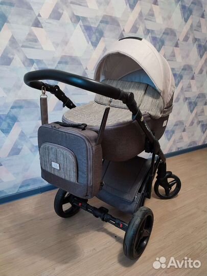 Коляска adamex 3 в 1 luciano deco бежевая