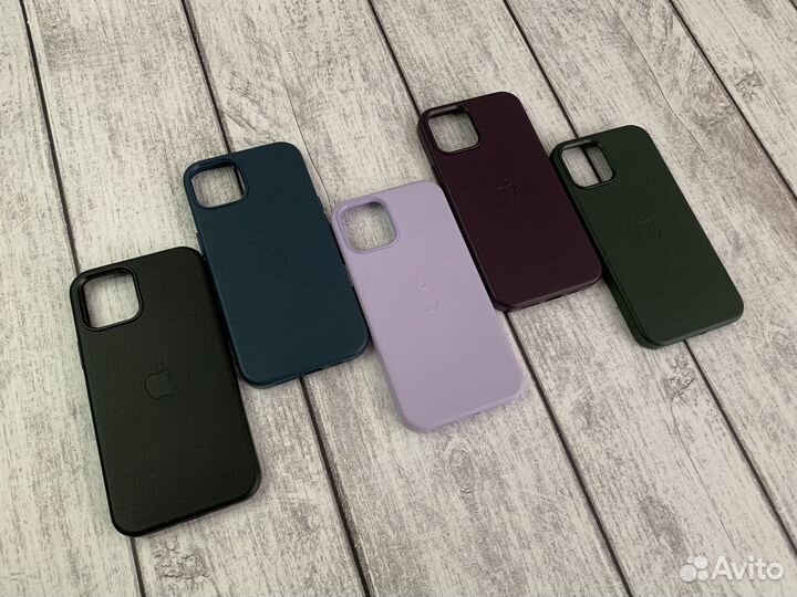 Чехол iPhone 12/12Pro Кожаный Leather Case MagSafe